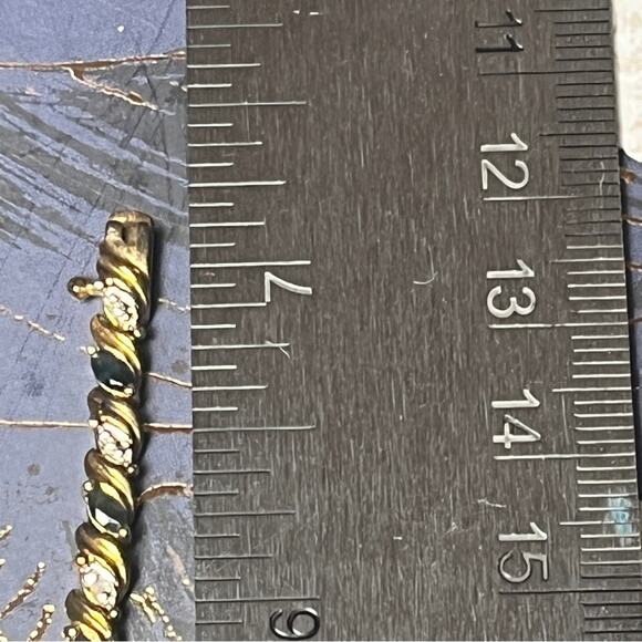 Vintage 80s Gold Vermeil and 925 Sterling Silver Faux Diamond Tennis Bracelet D1 - Picture 14 of 15